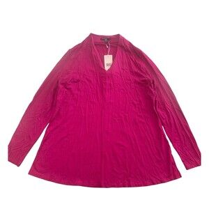 Eileen Fisher Shirt Womens Small Cerise Pink V Neck Long Sleeve Tencel Top NWT